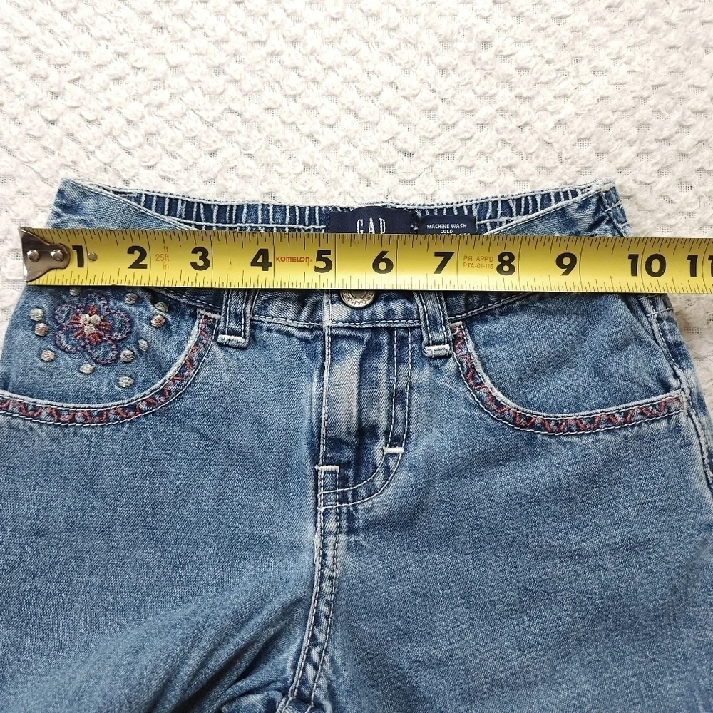 Vintage Kids Gap Cute Floral Embroidered Crochet Jean Shorts Size 3
